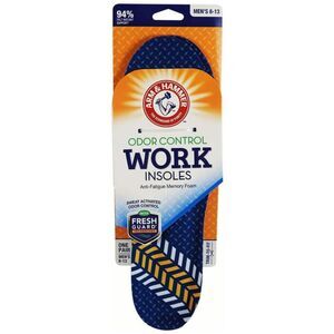 ARM & HAMMER Odor Control Work Insoles Anti-Fatigue Foam Men- 2 Pairs